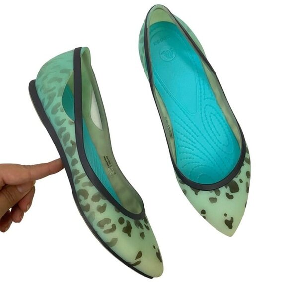 Crocs 203137 Rio Leopard Fade Ballet Flats Pointed Toe Animal Print Size 7 - Picture 1 of 10
